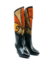 Patchwork Suede Heeled Boots Accessory arcadeshops.com