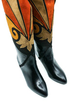 Patchwork Suede Heeled Boots Accessory arcadeshops.com