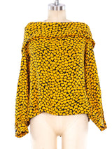 Heart Printed Silk Blouse Top arcadeshops.com