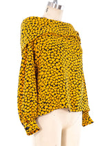 Heart Printed Silk Blouse Top arcadeshops.com