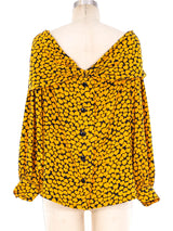 Heart Printed Silk Blouse Top arcadeshops.com