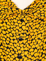 Heart Printed Silk Blouse Top arcadeshops.com