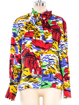 Celine Printed Silk Blouse Top arcadeshops.com