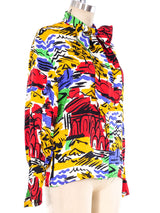 Celine Printed Silk Blouse Top arcadeshops.com