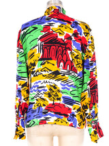 Celine Printed Silk Blouse Top arcadeshops.com