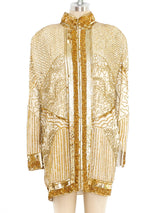 Gold Sequin and Bead Embellished Jacket Jacket arcadeshops.com