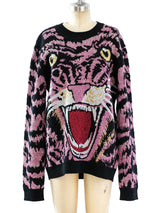 Gucci Metallic Tiger Face Sweater Top arcadeshops.com