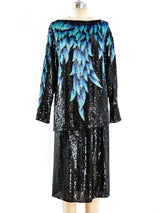 Halston Feather Sequined Ensemble Suit arcadeshops.com
