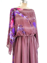 Hanae Mori Floral Chiffon Gown Dress arcadeshops.com