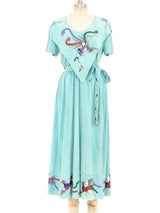 Handpainted Turquoise Suede Ensemble Suit arcadeshops.com