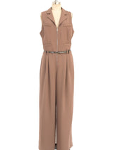 Herringbone Sleeveless Belted Jumpsuit Suit arcadeshops.com