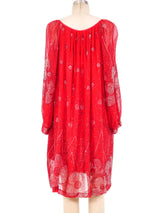 Glitter Embellished Red Silk Dress Dress arcadeshops.com