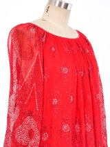 Glitter Embellished Red Silk Dress Dress arcadeshops.com