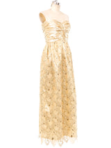 Metallic Gold Strapless Lace Dress Dress arcadeshops.com
