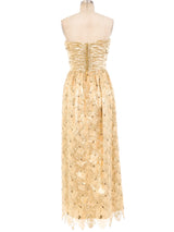 Metallic Gold Strapless Lace Dress Dress arcadeshops.com