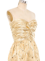 Metallic Gold Strapless Lace Dress Dress arcadeshops.com