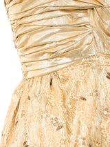 Metallic Gold Strapless Lace Dress Dress arcadeshops.com
