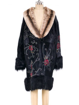 Adrienne Landau Embroidered Fur Coat Outerwear arcadeshops.com