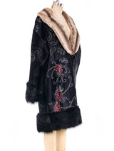 Adrienne Landau Embroidered Fur Coat Outerwear arcadeshops.com