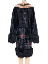 Adrienne Landau Embroidered Fur Coat Outerwear arcadeshops.com