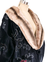 Adrienne Landau Embroidered Fur Coat Outerwear arcadeshops.com