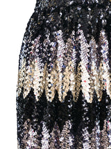 Sequin Embellished Chevron Maxi Skirt Bottom arcadeshops.com