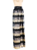 Sequin Embellished Chevron Maxi Skirt Bottom arcadeshops.com