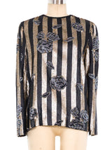 Bill Blass Sequin Embellished Striped Top Top arcadeshops.com