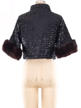 Fur Trimmed Sequin Bolero Jacket Jacket arcadeshops.com