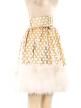 Fur Trimmed Metallic Gold Lamé Skirt Bottom arcadeshops.com