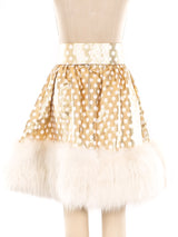 Fur Trimmed Metallic Gold Lamé Skirt Bottom arcadeshops.com