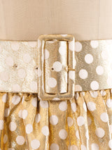 Fur Trimmed Metallic Gold Lamé Skirt Bottom arcadeshops.com