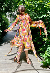 Psychedelic Printed Flutter Dress and Jacket Dress arcadeshops.com