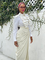 Sophie Sitbon Cream Draped Midi Skirt Bottom arcadeshops.com