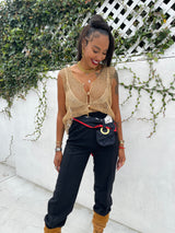 Bamboo Bead Crochet Vest Jacket arcadeshops.com