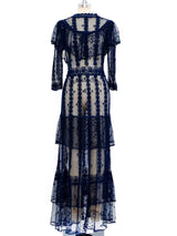 Indigo Crochet Tiered Ruffle Dress Dress arcadeshops.com