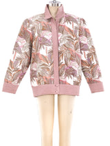 Palm Printed Quilted Silk Jacket Jacket arcadeshops.com
