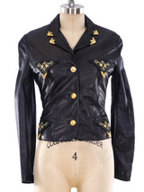 Gianni Versace Embellished Leather Jacket Jacket arcadeshops.com