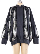 Embellished Leather Bomber Jacket Jacket arcadeshops.com