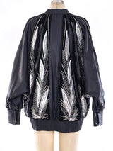 Embellished Leather Bomber Jacket Jacket arcadeshops.com