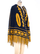 Fringe Trimmed Suede Poncho Jacket arcadeshops.com