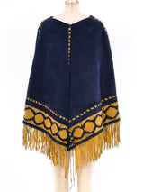 Fringe Trimmed Suede Poncho Jacket arcadeshops.com