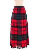 Bill Blass Fringe Trimmed Tartan Plaid Skirt Bottom arcadeshops.com