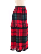 Bill Blass Fringe Trimmed Tartan Plaid Skirt Bottom arcadeshops.com