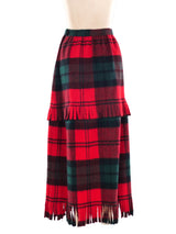 Bill Blass Fringe Trimmed Tartan Plaid Skirt Bottom arcadeshops.com