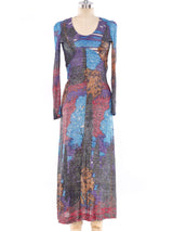 Abstract Floral Motif Printed Lurex Dress Dress arcadeshops.com