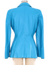 Thierry Mugler Teal Leather Jacket Jacket arcadeshops.com