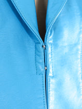 Thierry Mugler Teal Leather Jacket Jacket arcadeshops.com