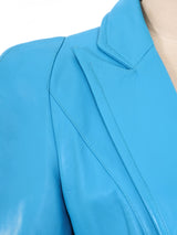 Thierry Mugler Teal Leather Jacket Jacket arcadeshops.com