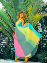 Pastel Plisse Pleated Gown Dress arcadeshops.com